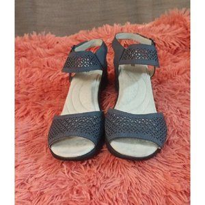 Women's JBU by Jambu Women's Toledo Gray Sling Back Wedge Sandals Shoes Size 10M